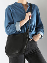 Cross Body Tas Barcelone Leder Basilic pepper Zwart barcelone BBAC02-vue-porte